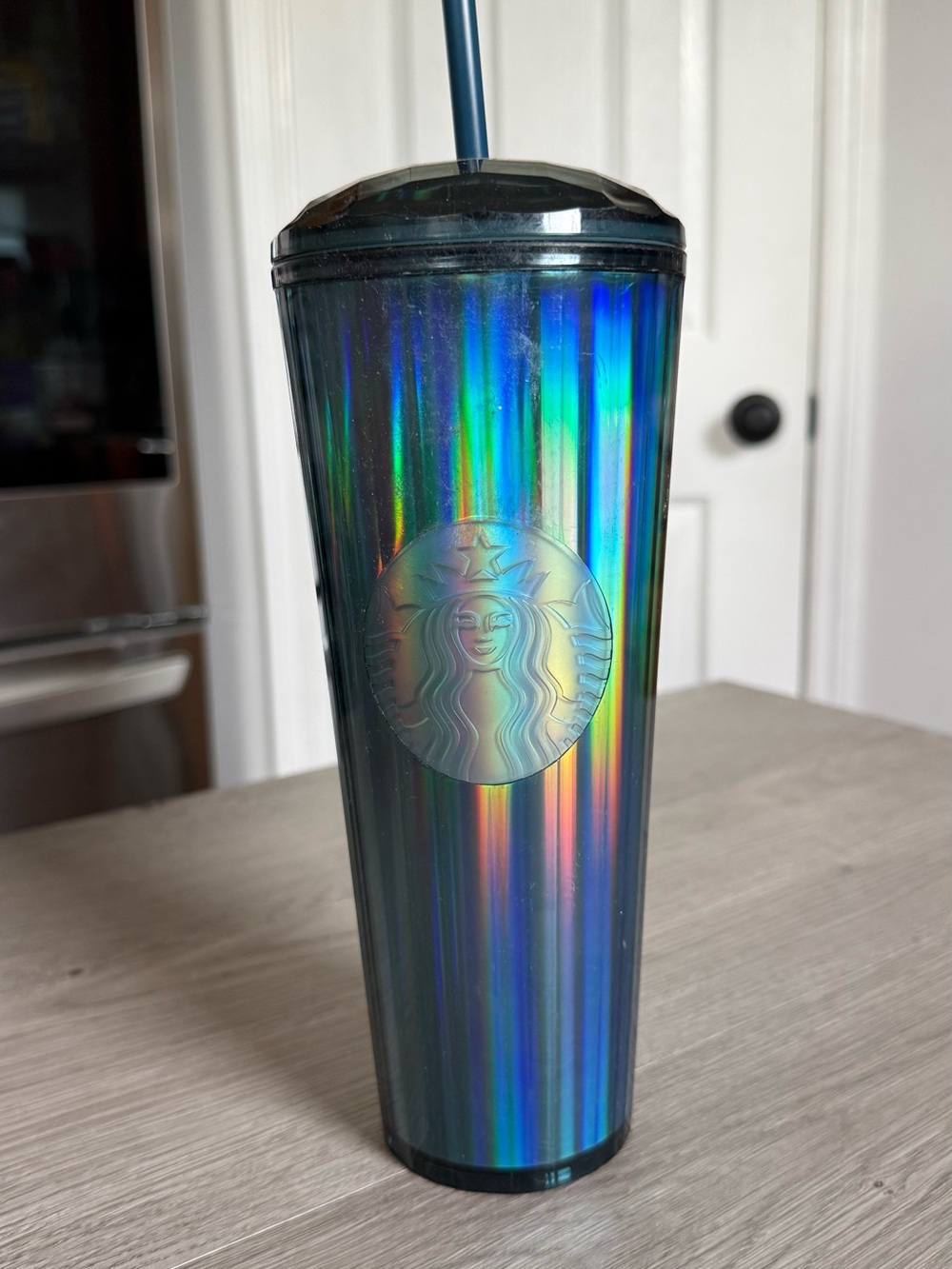 Starbucks Holographic Ribbed Tumbler - Blue/Green Iridescent